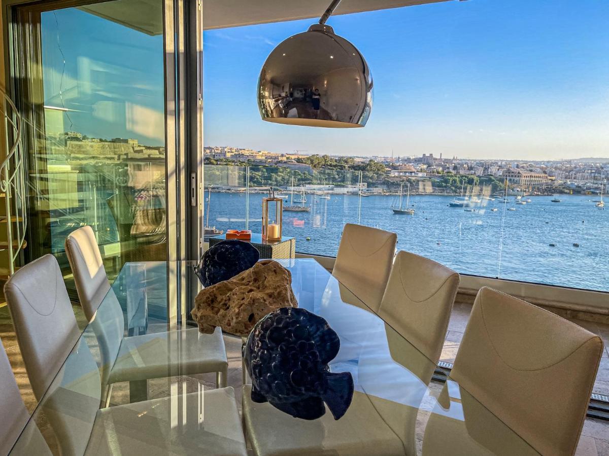 Unique Seafront Triplex Penthouse With Panoramic Bedroom & Rooftop Jacuzzi Overlooking Valletta 슬리에마 외부 사진