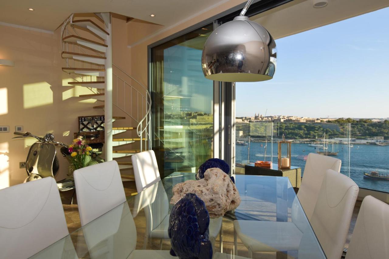 Unique Seafront Triplex Penthouse With Panoramic Bedroom & Rooftop Jacuzzi Overlooking Valletta 슬리에마 외부 사진